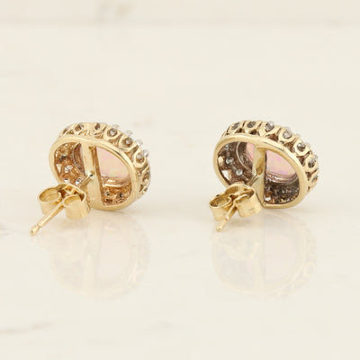 Opal Diamond Halo Earrings