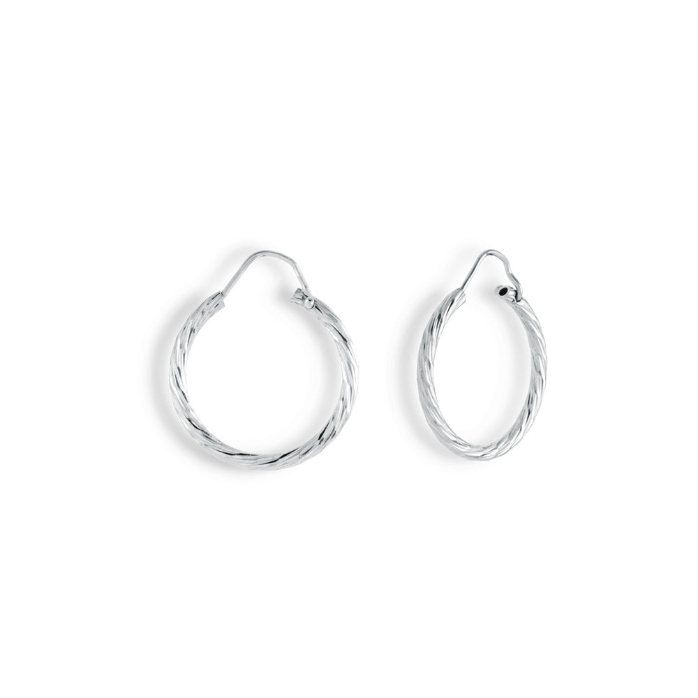 Mini Diamond Cut Hoops in White