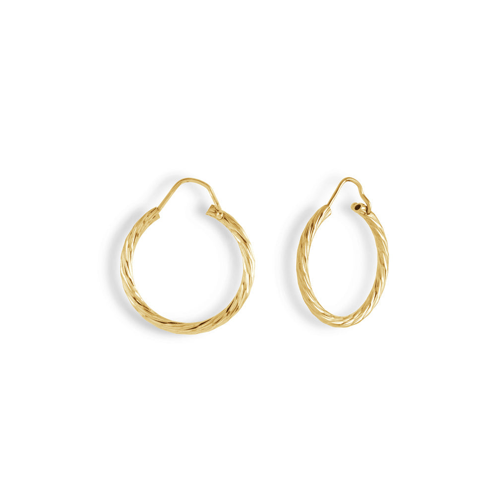 Mini Diamond Cut Hoops in Yellow