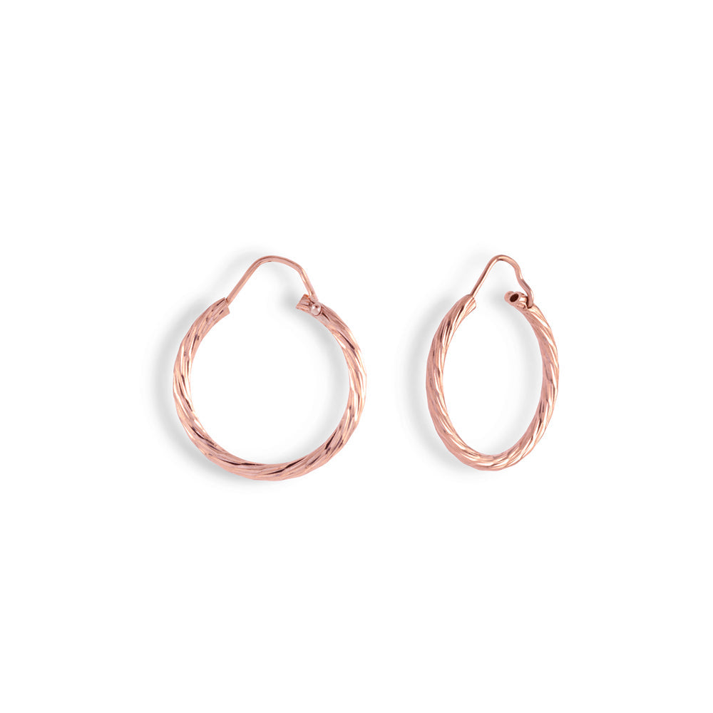 Mini Diamond Cut Hoops in Rose