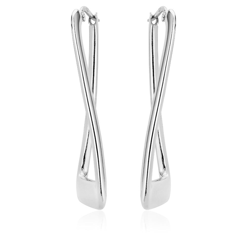 Rectangular Twist Earrings in White