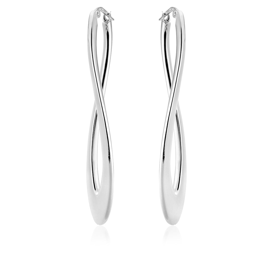 Long Twist Earrings in White