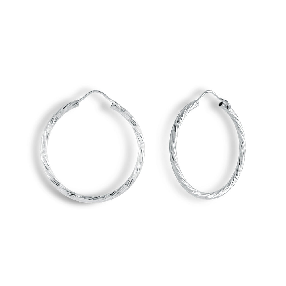 XS Diamond Cut Hoops in White