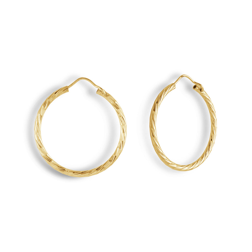 XS Diamond Cut Hoops in Yellow