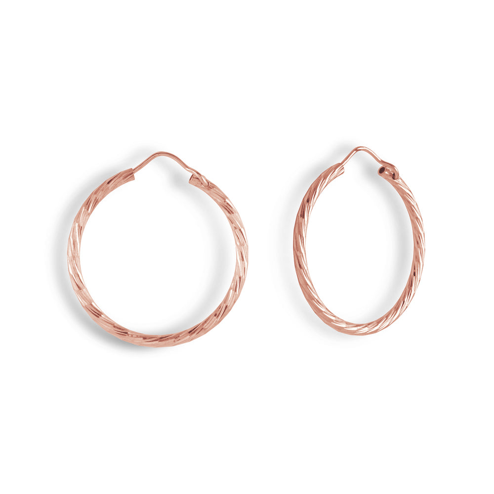 XS Diamond Cut Hoops in Rose