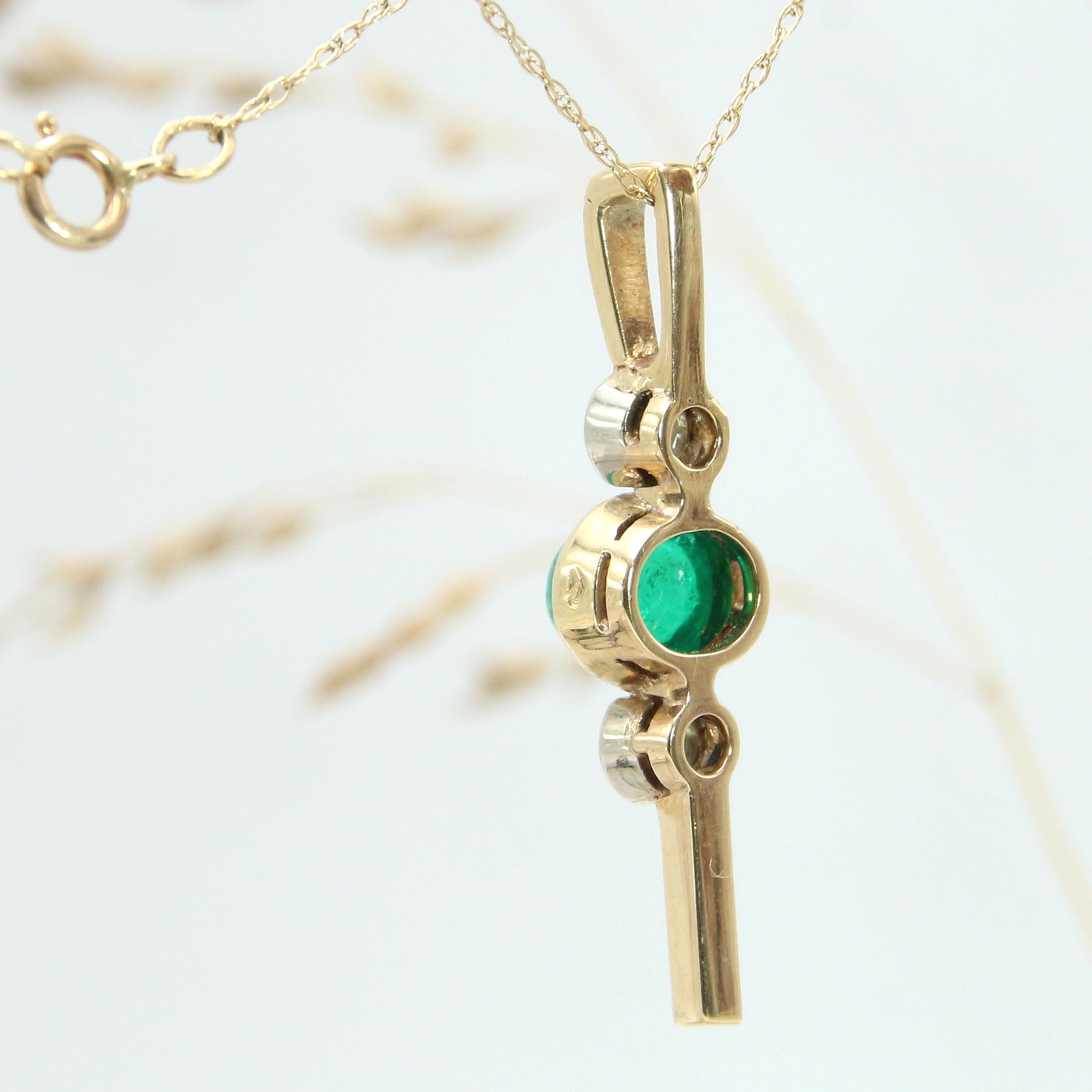 Emerald  Diamond Pendant
