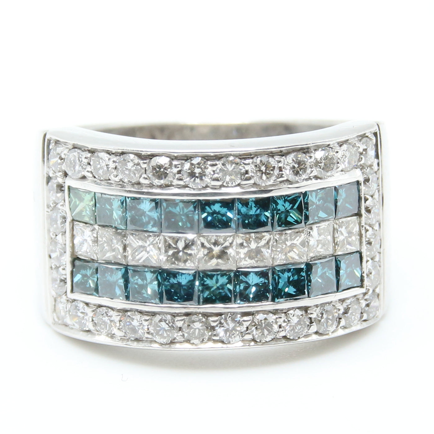 Blue and White Diamond Ring