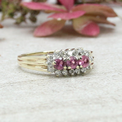 Pink Tourmaline & Diamond Ring