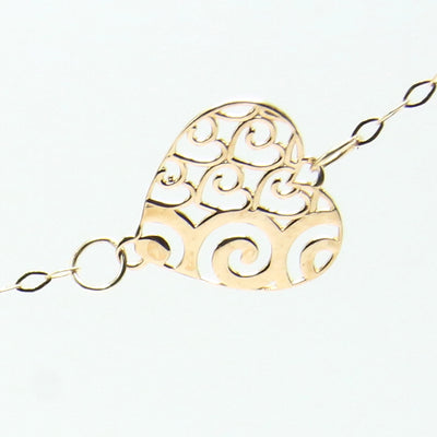 Filagree Station Style Heart Necklace