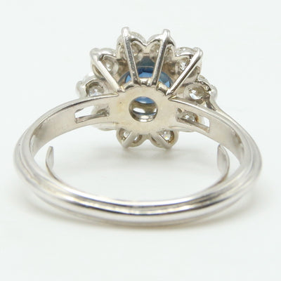 Sapphire & Diamond Halo Ring
