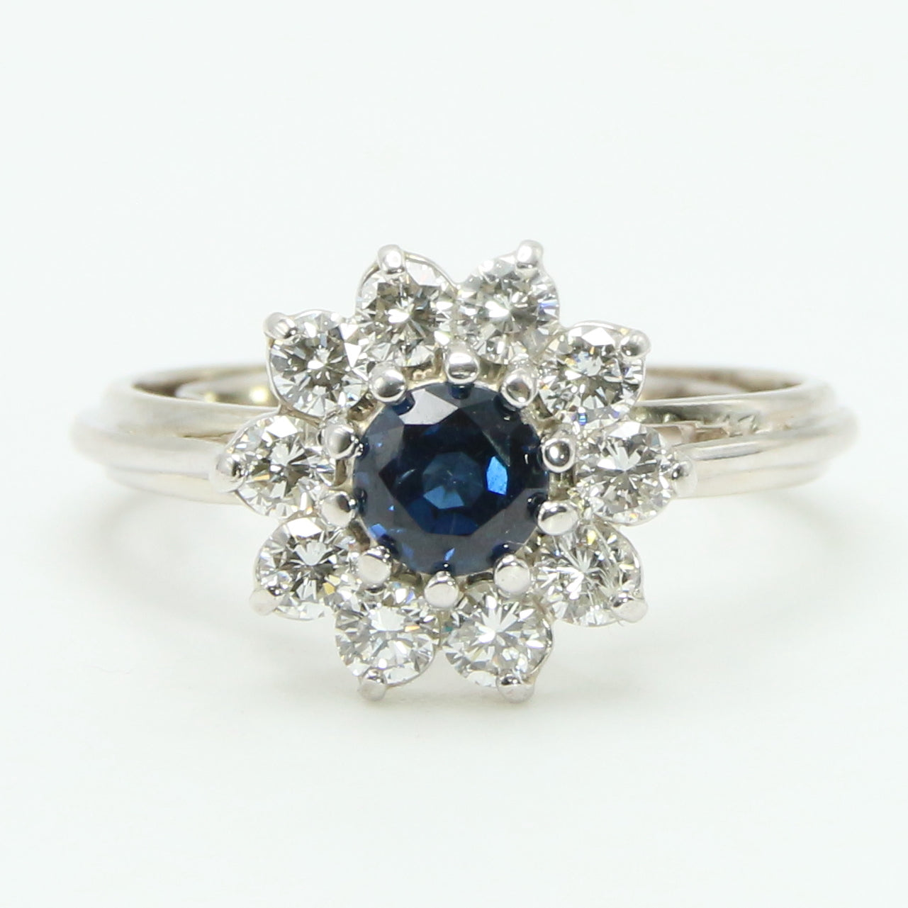 Sapphire & Diamond Halo Ring
