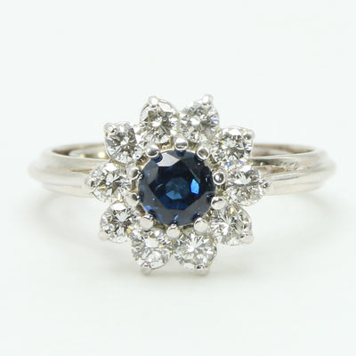 Sapphire & Diamond Halo Ring