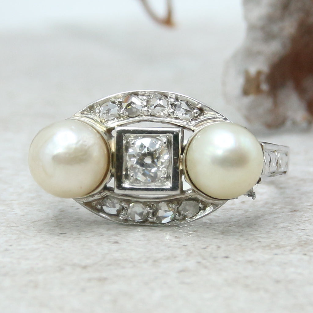 Art deco sale pearl ring