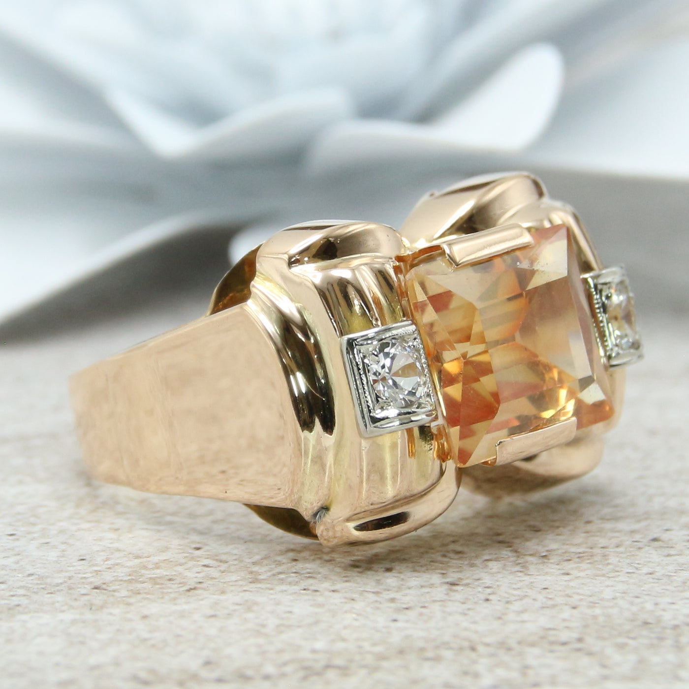 Synthetic Yellow Sapphire Ring