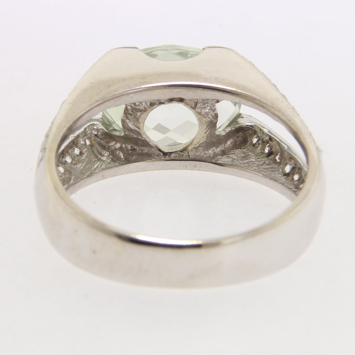 Green Quartz & Lab Diamond Ring
