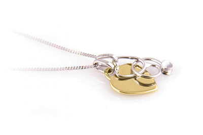 Heart and Stethoscope Necklace - Yellow Gold Plated