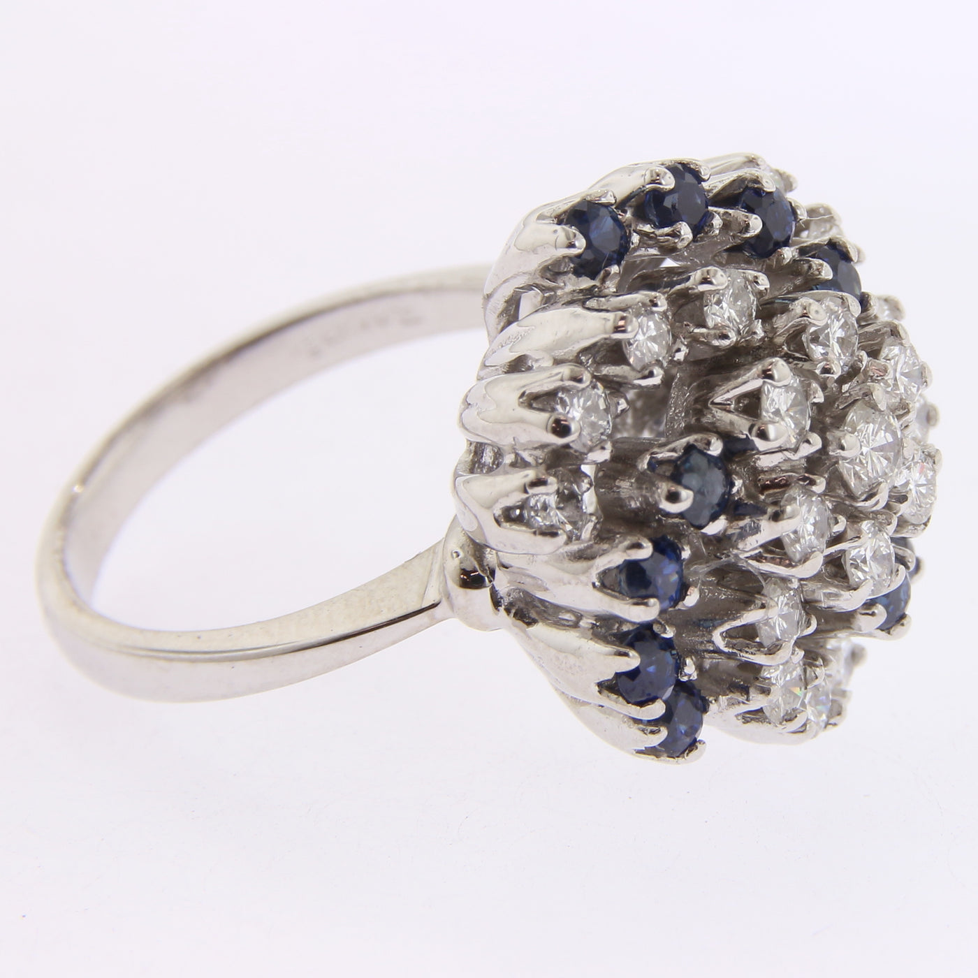 Sapphire & Diamond Swirl Top Ring