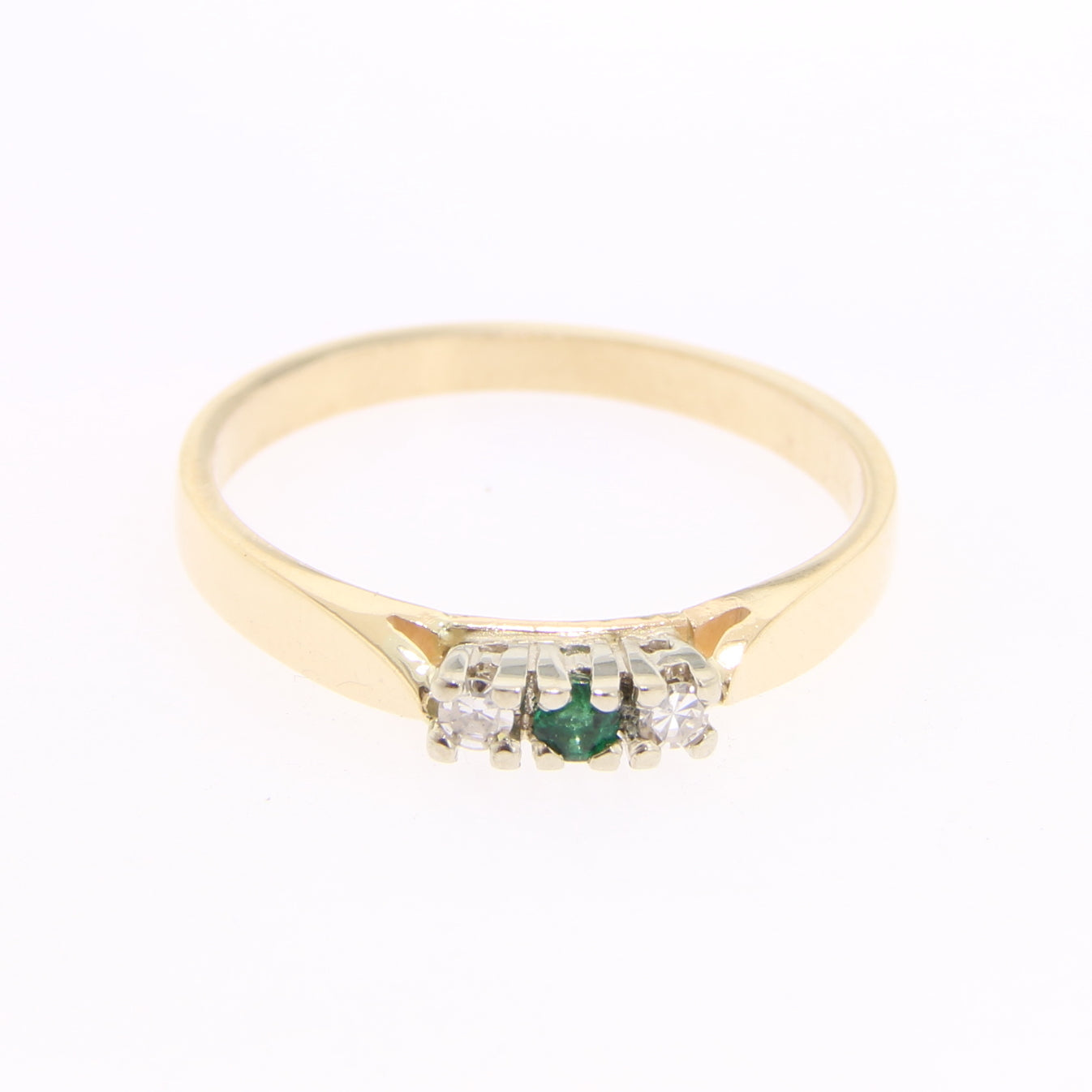 Tri Diamond and Emerald Ring
