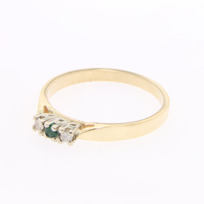 Tri Diamond and Emerald Ring