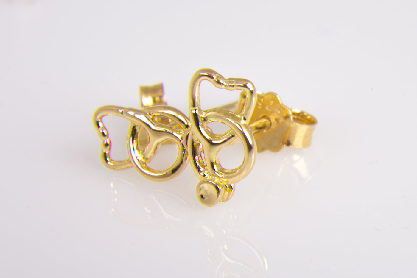 Mini Stethoscope Stud Earrings - Yellow Gold Plated Sterling Silver
