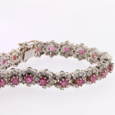 Ruby & Diamond Cluster Tennis Bracelet