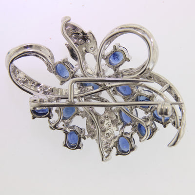 Sapphire & Diamond Floral Brooch